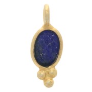 11x4mm - 925 St. Silver Oval faceted charm - Fine Gold Plated - Lapis lazuli x1|raw }}