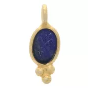 11x4mm - 925 St. Silver Oval faceted charm - Fine Gold Plated - Lapis lazuli x1