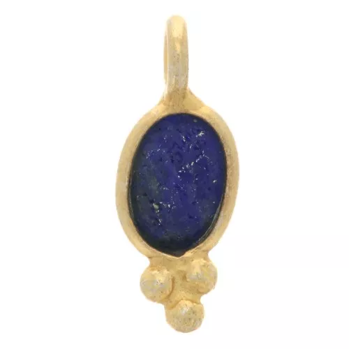 11x4mm - 925 St. Silver Oval faceted charm - Fine Gold Plated - Lapis lazuli x1