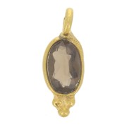 11x4mm - 925 St. Silver Oval faceted charm - Fine Gold Plated - Smoky Quartz x1|raw }}
