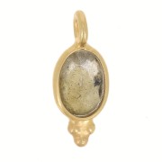 12x5mm - 925 St. Silver Oval faceted charm - Fine Gold Plated - Labradorite x1|raw }}