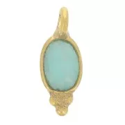 11x4mm - 925 St. Silver Oval faceted charm - Fine Gold Plated - Amazonite x1