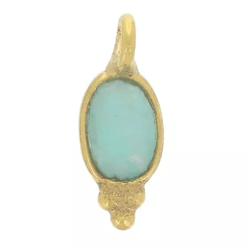 11x4mm - 925 St. Silver Oval faceted charm - Fine Gold Plated - Amazonite x1