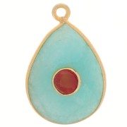 22x14mm Pendant faceted drop - Gold - Amazonite - imitation Carnelian x1|raw }}