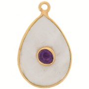 22x14mm 925 St. Silver faceted drop pendant - Gold - Moonstone - Amethyst x1|raw }}