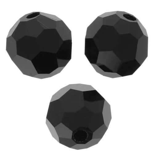 6mm Preciosa Crystal faceted Rounds - Jet x6