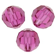 6mm Preciosa Crystal Faceted Rounds - Fuchsia x6