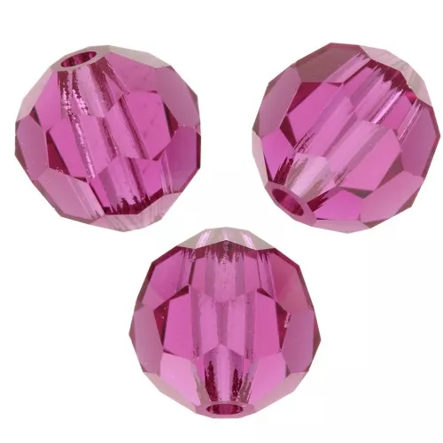 6mm Preciosa Crystal Faceted Rounds - Fuchsia x6