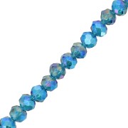 Fire Polished faceted flat round 6x5mm Blue Zircon AB x42cm|raw }}