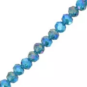 Fire Polished faceted flat round 6x5mm Blue Zircon AB x42cm