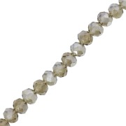 Fire Polished faceted flat round 6x5 mm Black Diamond AB 42cm