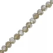 Fire Polished faceted flat round 6x5 mm Black Diamond AB 42cm