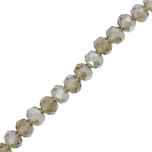 Fire Polished faceted flat round 6x5 mm Black Diamond AB 42cm