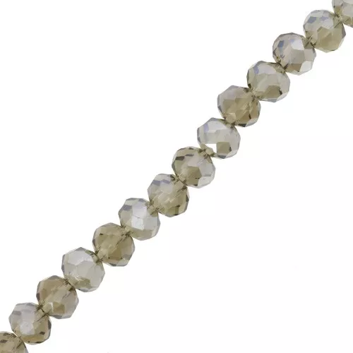 Fire Polished faceted flat round 6x5 mm Black Diamond AB 42cm