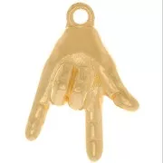 14x9mm Hand Charm - I love you sign - Fine Gold plated x1
