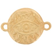 16 mm Round hammered connector - eye pattern - 2 rings - Fine Gold plated x1
