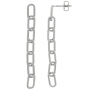 55x5mm Rectangle Chain Earstuds - Rhodium Tone x2|raw }}