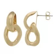 28x15mm Earstuds with curb chain - Gold Tone x2