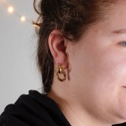 28x15mm Earstuds with curb chain - Gold Tone x2