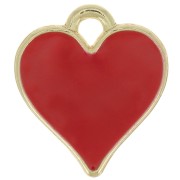 13x12mm Heart charm with epoxy resin - Gold Tone - Red x1|raw }}