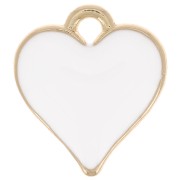 13x12mm Heart charm with epoxy resin - Gold Tone - White x1|raw }}