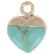 14x10.5mm Heart Charm faceted imitation gem Turquoise - Gold Tone x1|raw }}