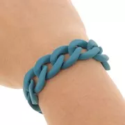 16mm Acrylic curb chain - Opaque Oil Blue Mat x48cm