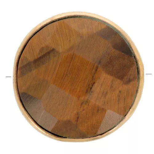 9mm 925 Sterling Silver Round faceted gemstone bead - Gold - Tiger Eye x1
