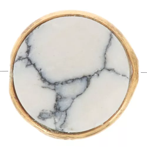 9mm 925 Sterling Silver Round faceted gemstone bead - Gold - Howlite x1