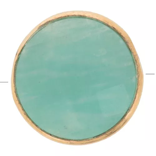 9mm 925 Sterling Silver Round faceted gemstone bead - Gold - Amazonite x1