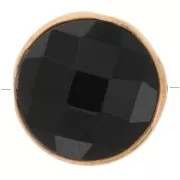 9mm 925 Sterling Silver Round faceted gemstone bead - Gold - Black Onyx x1