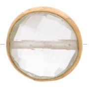 9mm 925 Sterling Silver Round faceted gemstone bead - Gold - Crystal Rock x1