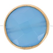 9mm 925 St. Silver Round faceted bead - Gemstone - Fine Gold Plated - Blue Onyx x1|raw }}