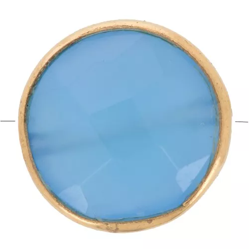 9mm 925 St. Silver Round faceted bead - Gemstone - Fine Gold Plated - Blue Onyx x1