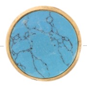 9mm 925 St. Silver Round faceted bead - Gemstone - Fine Gold Plated - Turquoise x1