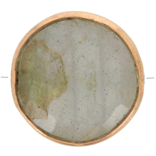 9mm 925 St. Silver Round faceted bead - Gemstone - Fine Gold Plated - Labradorite