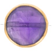 9mm 925 St. Silver Round faceted bead - Gemstone - Fine Gold Plated - Amethyst x1|raw }}