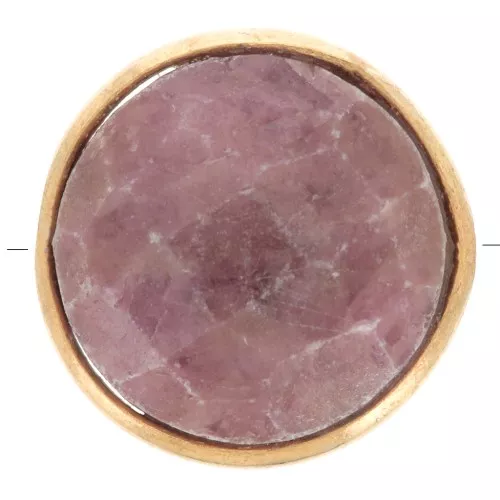 9mm 925 St. Silver Round faceted bead - Gemstone - Fine Gold Plated - Rhodonite x1