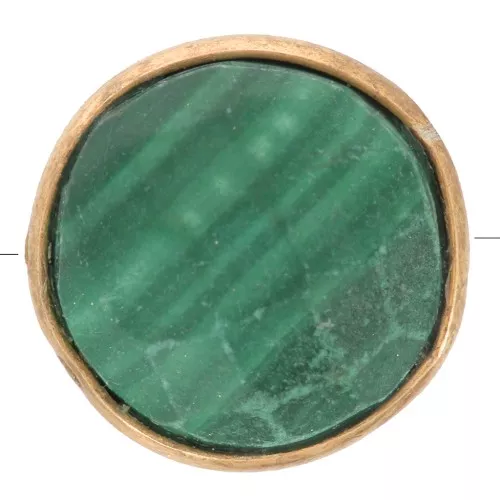 9mm 925 St. Silver Round faceted bead - Gemstone - Fine Gold Plated - Malachite x1