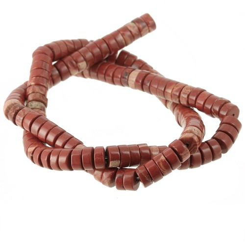 Heishi gemstone beads rondelles 6x3 mm - Red Jasper x38cm
