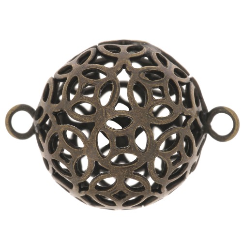 17x12mm 2-ring filigree ball connectors - Bronze Tone x10