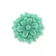Resin cabochon flower 13mm Mat Green x1