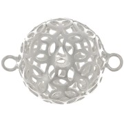 17x12mm 2-ring filigree ball connectors - Fine silver plating x10