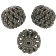 8x7mm Round flattened filigree beads - Bronze Tone x10