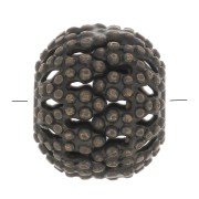 8x7mm Round flattened filigree beads - Bronze Tone x10