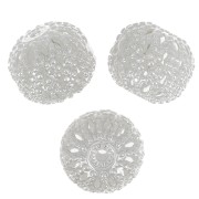 8x7mm Round flattened filigree beads - Fine silver plating x10