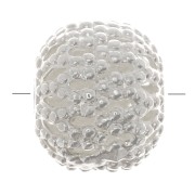 8x7mm Round flattened filigree beads - Fine silver plating x10