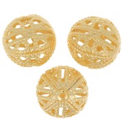 12mm Round filigree beads - Fine Gold plated x10
