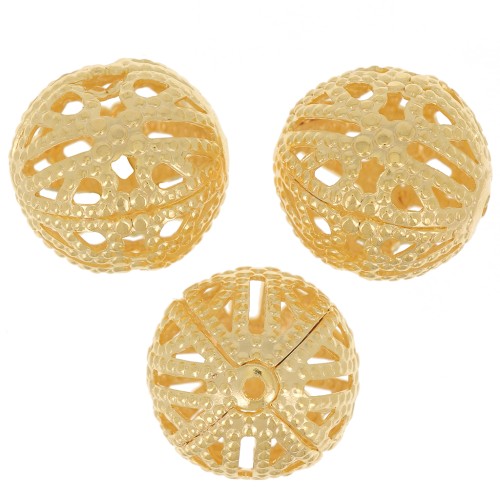 12mm Round filigree beads - Fine Gold plated x10