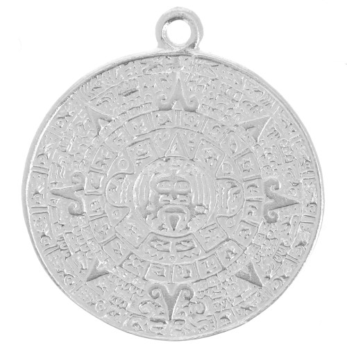Aztec Calendar Pendant 21.5 mm 925 Sterling Silver x1